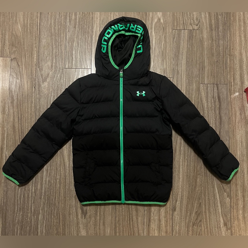 Under Armour Black Jacket with Green Zipper Accent